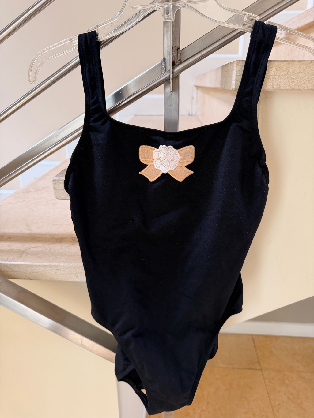Vintage St. John Sport By Marie Gray Black One-Piece With Nude Lining